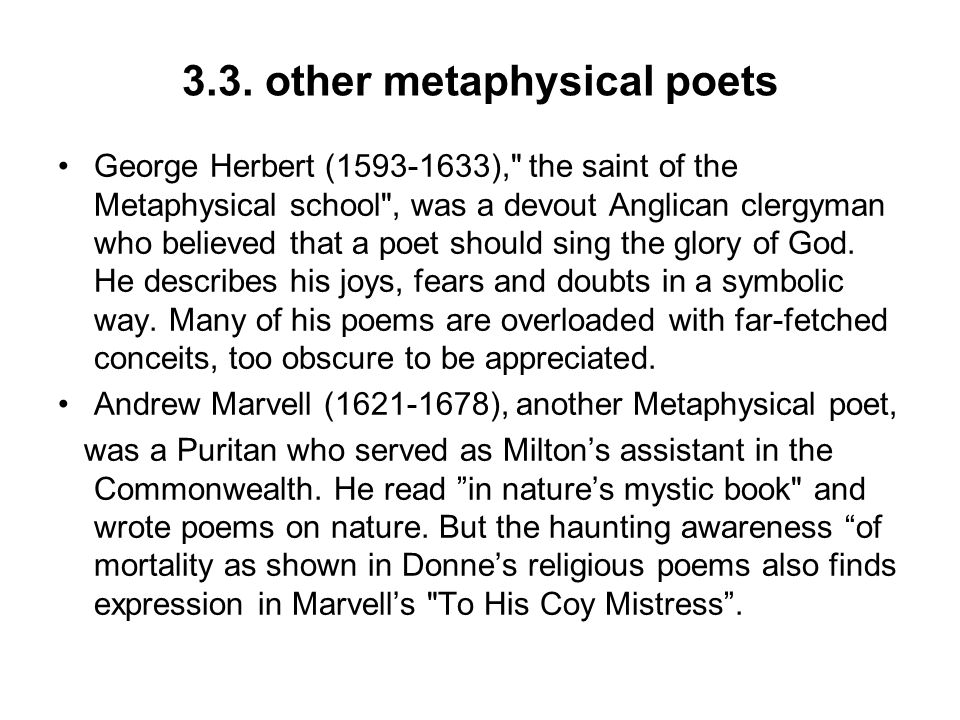 conclusion of metaphysical poetry